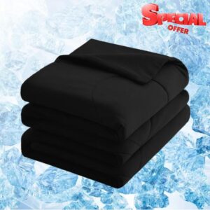 Dreamhood Cooling Queen/Full Blanket Arc-Chill Cool Summer Blanket with Q-Max > 0.45 Cooling Fiber Perfect for Night Sweats and Hot Sleepers(Black
