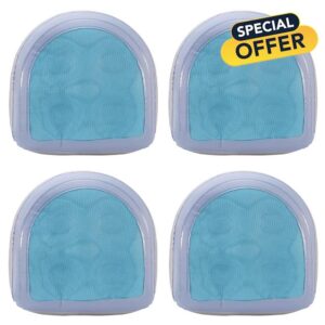 ZISDHNEO Hot Tub Accessories - 4PCS Inflatable Bathtub Massage Pad Cushion Set with Waterproof Booster Seat Pillow and Mesh Cover Back Massage Cushion Bath Seat for Spa (Blue)