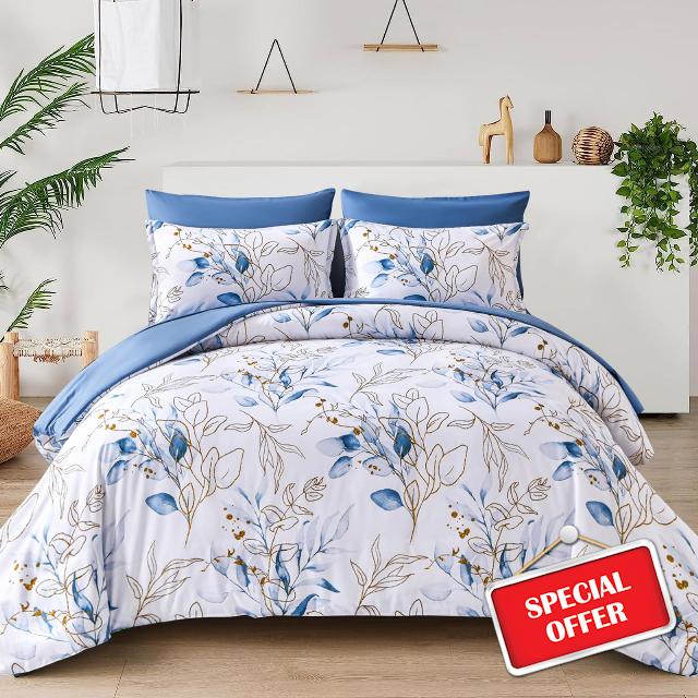 Blue Botanical Duvet Cover Set Twin