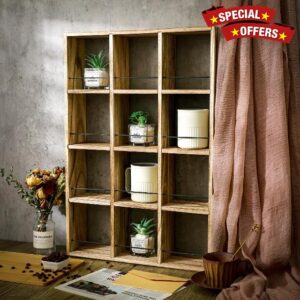 Kigley Oversize Coffee Mug Display Rack Wooden Display Shelves Rustic Shot Glass Display Case Travel Mug Shelf Wall Mounted Coffee Mug Rack Holder Shadow Box Shelf(24'' x 20'')