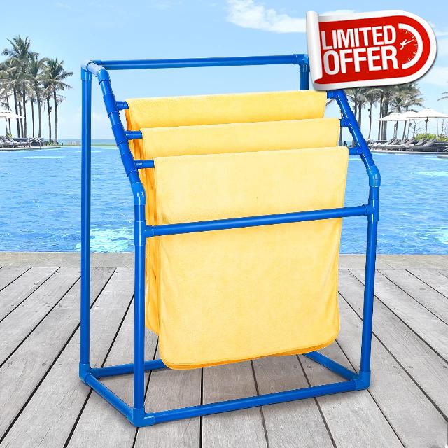 Outdoor Towel Rack for Pool - 5 Bar Free Standing Poolside Beach Towel Valet Holder for Swimming Pool