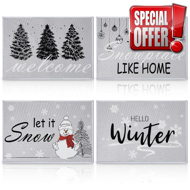 Timgle 4 Pcs Christmas Door Mats
