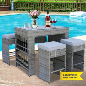5 Pieces Outdoor Bar Set