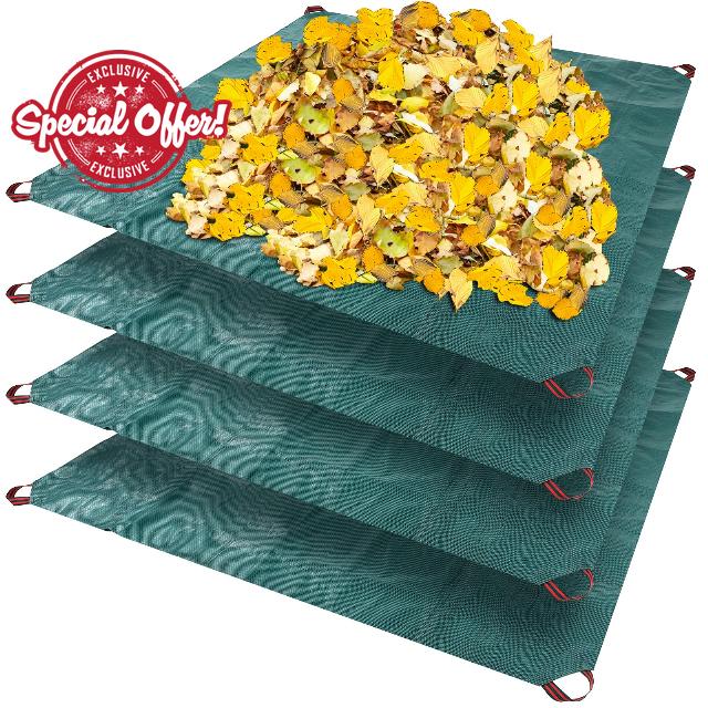 Preboun 4 Pcs Fall Leaf Tarp Waterproof Tarp Yard Garden Leaf Tarp with Handles Reusable Heavy Duty Garden Tarp for Outdoor Tarp Leaf Hauler Tent Footprint Camping Tarp Patio Firepit Cover (7' x 7')