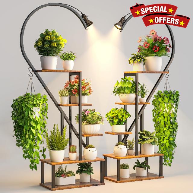 BACEKOLL Tall Plant Stand Indoor with Grow Lights