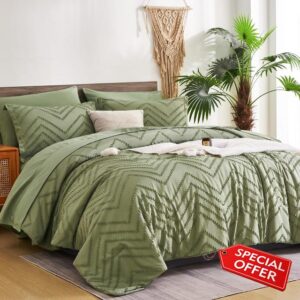 FLYMME Sage Green King Size Comforter Set with Sheets