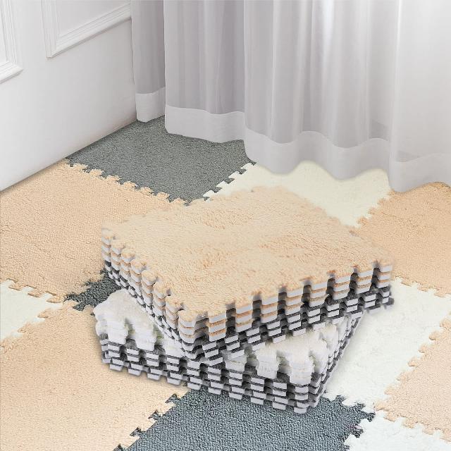 Amylove 72 Pcs Foam Floor Mat 12 x 12 x 0.4 Inch Interlocking Eva Foam Mats with Border Soft Plush Fluffy Foam Floor Tiles Interlocking Rug Climbing Area Carpet Squares for Kids Home Playroom 3 Colors