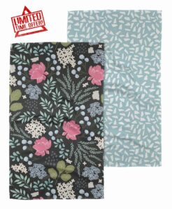 GEOMETRY Kitchen Tea Towel - Quick Dry Microfiber Cloth Dish Towels for Kitchen Drying - Premium Quick Dry Towel - Not Forgotten + Fiona (Pretty Petals 2-Pack Set)
