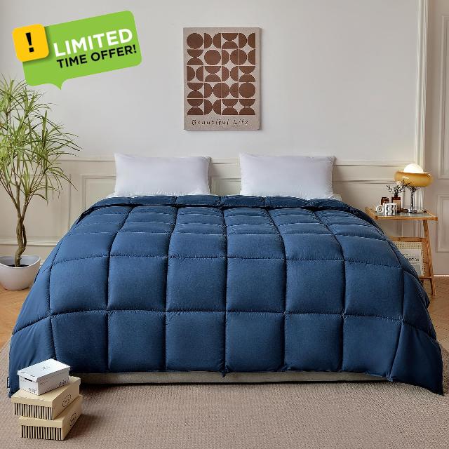 BEDENSIT King Size Comforter Duvet Insert - Quilted Blue Comforter King Size