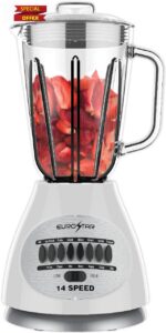 EUROSTAR 450W 14-Speed Glass Jar Blender (WHITE)
