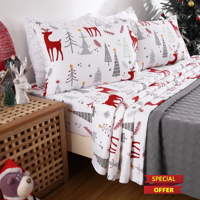 STARBEDIA Christmas Flannel Sheets King