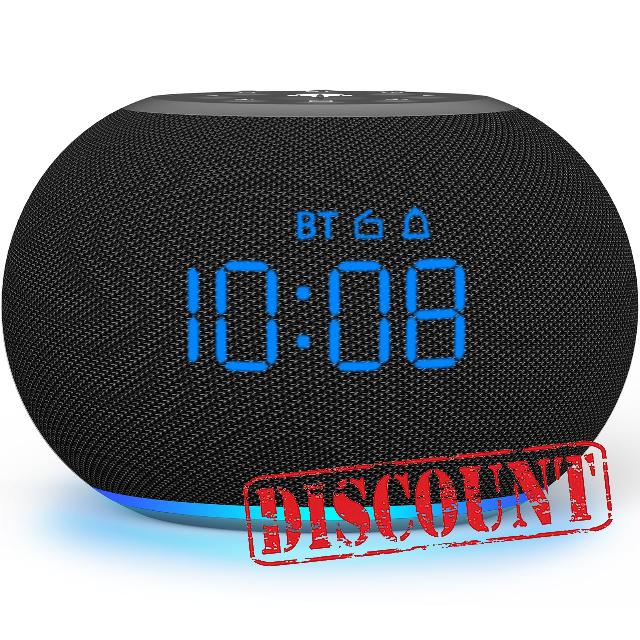 REACHER Digital Alarm Clock with Bluetooth Speaker