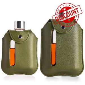 Delove Modern Glass Hip Flask with Detachable Leather Cover - Durable Whiskey Flask for Men & Women - Leather Glass Flask for Liquor & Spirits