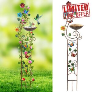 YADOOLIFE 57” Bird Bath with Garden Trellis for Climbing Plants Outdoor
