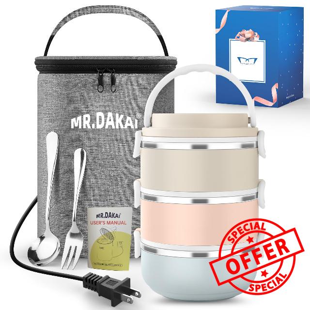 Mr.Dakai Hot Bento Box Adult Lunch Box - Electric Lunch Bag Food Heater