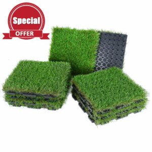 XLX TURF Interlocking Artificial Grass Tiles 12x12 Inch/9 Pack
