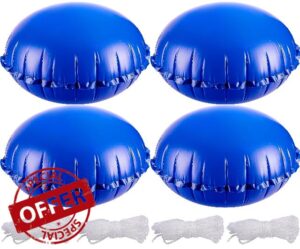 4 Pcs Pool Air Pillows for Above Ground Pools- 4 x 4 Ft Round Winter Pool Cover Pillow- Ice Equalizer Air Pillow- Swimming Pool Winterizing Closing Pillow with Ropes for Support Pool Covers