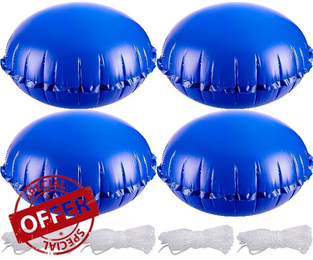 4 Pcs Pool Air Pillows for Above Ground Pools- 4 x 4 Ft Round Winter Pool Cover Pillow- Ice Equalizer Air Pillow- Swimming Pool Winterizing Closing Pillow with Ropes for Support Pool Covers