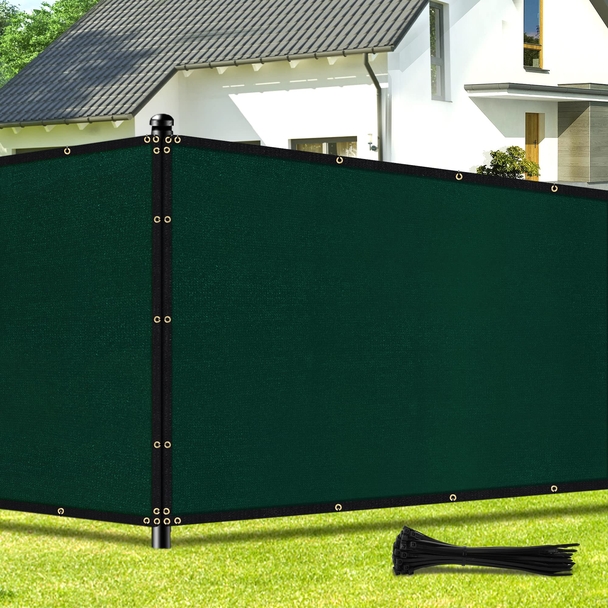 Fabric Shade Tarp Netting Mesh with Chain Link 90% Blockage UV Outdoor Shade Netting for Garden Yard Patio - Green