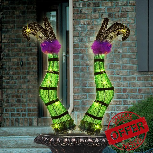 Juegoal Set of 2 Halloween Lighted Wicked Witch Legs with Stakes