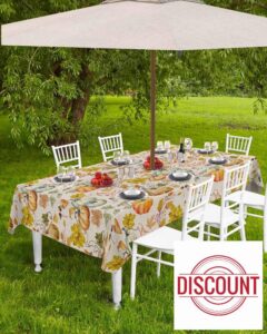 Fall Thanksgiving Day Outdoor Tablecloth with Umbrella Hole