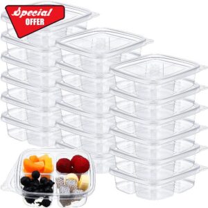 Dandat 50 Pcs Clear Plastic Bento Boxes 4 Compartment Reusable Snack Containers Leakproof Food Container Food Prep Bento Box with Lids Divided Food Storage Containers for Adults School Work Travel