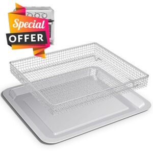 Stainless Steel Baking Tray Pan and Air Fryer Basket Compatible with Cuisinart Airfryer TOA-060 and TOA-065