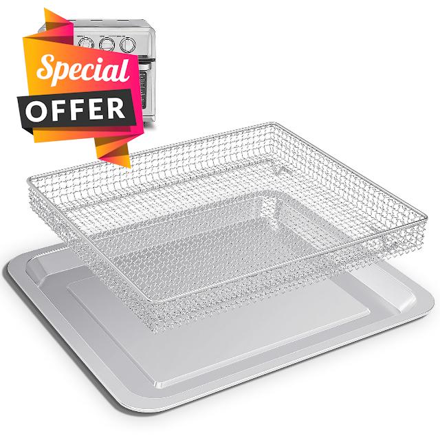 Stainless Steel Baking Tray Pan and Air Fryer Basket Compatible with Cuisinart Airfryer TOA-060 and TOA-065