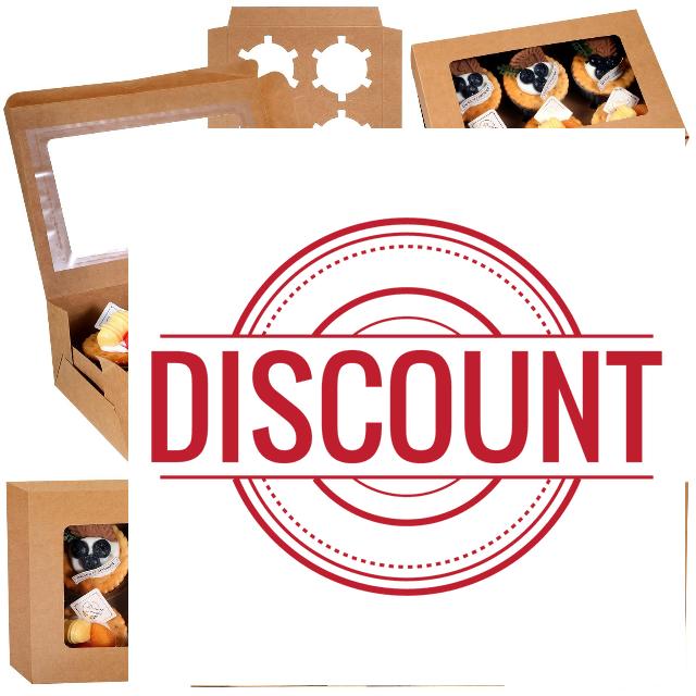 Umigy 50 Set Cupcake Boxes with Cupcake Liners 9.5 x 6.3 x 3 Inch Bakery Boxes with Window for Standard and High Creams Decorated Cupcakes Muffins (Brown)