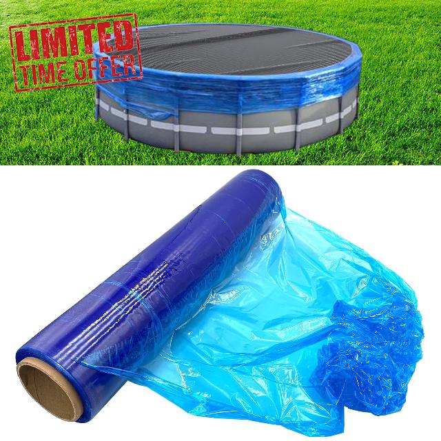 Winter Pool Cover Seal Wrap 500ft for Above Ground Pools - Windproof Stretchable Cover Sealer for Keep Pool Clean - Blue