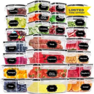 PRAKI 48 Pack Food Storage Containers with Airtight Lids (24 Containers & 24 Lids)