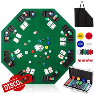 Aoriher 48 Inch Foldable Poker Table Top Set for 8 Player