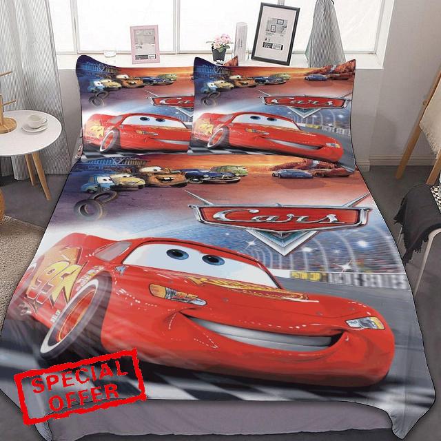 Nacyaoc Car Bedding Set Duvet Cover 3-Piece Super Soft Breathable Double-Sided Printing Polyester Duvet Cover Protector Cute Pillowcase (86×70 Inches)