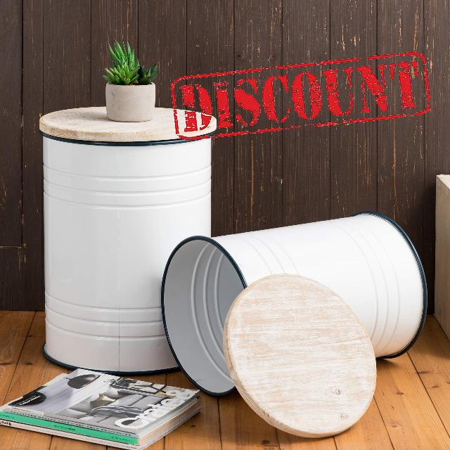 glitzhome Rustic Storage Ottoman Stool