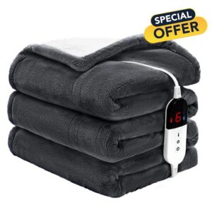 BENFOX Premium Heated Blanket Twin 62"×84" - Super Soft Electric Blanket with 6 Heating Levels