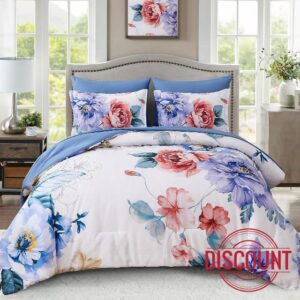 Floral Comforter Set Queen Size 7 Pieces Bed in a Bag