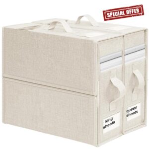 StarAneer Foldable Bed Sheet Organizer; Linen Closet Organizers and Storage; Organizing Storage Box for Bedding Clothes Blankets; Blanket Storage Suitable for all Size(2 Pack