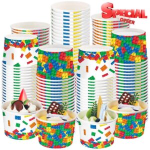Nuanchu 100 Pcs Space Party Supplies Galaxy Ice Cream Cups Outer Space Snack Cups Birthday Party Supplies Space Block Planets Disposable Bowls for Solar System Party