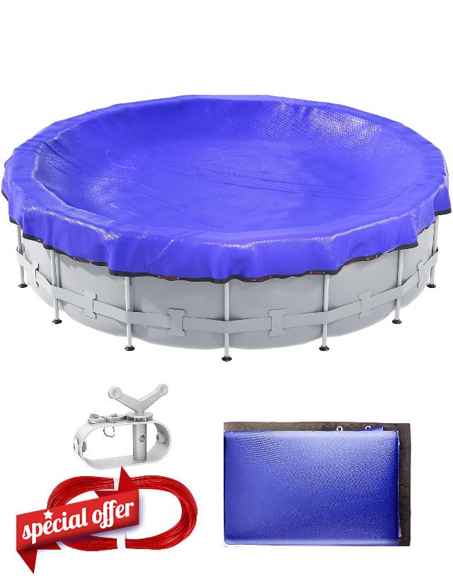 POOLHACKER Winter Pool Cover 15FT/18FT/21FT/24FT Round Above Ground - Round Pool Cover 21ft Round Above Ground