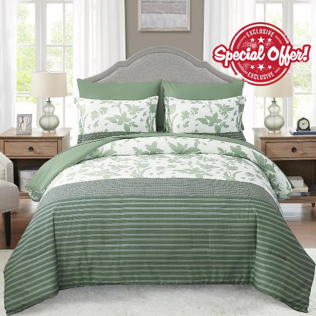7 Piece Bed in a Bag Stripe Comforter Set Queen Size
