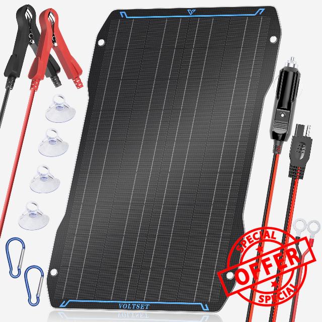 Voltset 30W 12V Flexible Solar Panel Car Battery Charger