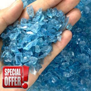 Jeejunye Fire Glass 3lb Blue Glass Rock 9-14mm