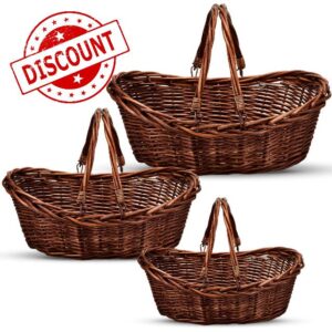 Hsei 3 Pcs Wicker Basket with Handle