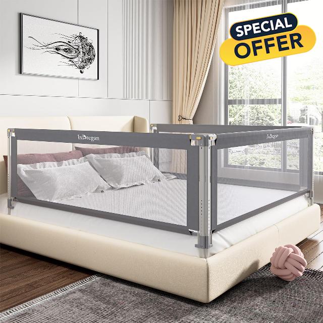 Ixdregan Bed Rail for Toddlers - Double Side Lift and Adjustable Height Bed Rails for Queen Bed