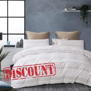 Levoo Duvet Cover Set Queen Size Bohemian White Geometric Patterned Bedding Set 3 Pieces Ultra Soft Microfiber Include 1 Duvet Cover and 2 Pillowcases NO Comforter (Queen