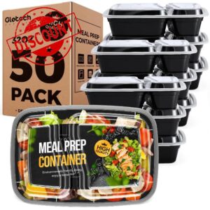 Glotoch 50 Pack 【32oz 2 Compartment】 Meal Prep Container Microwave Safe