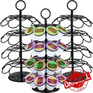 Uiifan 3 Pcs Coffee Pod Holder Carousel Coffee Pod Organizer Compatible with K Cup Modern Metal Black Detachable Home Office Organizer for Counter Kitchen Coffee Storage