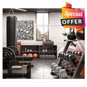 FOLUVUR 14"x12" Home Gym Mirror Wall-Mounted Glass Full Length Mirror Tiles Door Mirror Wall Mirror Full Body Mirror Frameless for Dance Garage Yoga