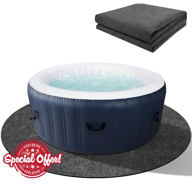 codree 72.8 Inch Round Hot Tub Mat- Water Absorbent Hot Tub Flooring Protector Pad- Non-Slip Above Ground Pool Protector Mat for Protect The Outdoor Hot Tub Pool from Wear