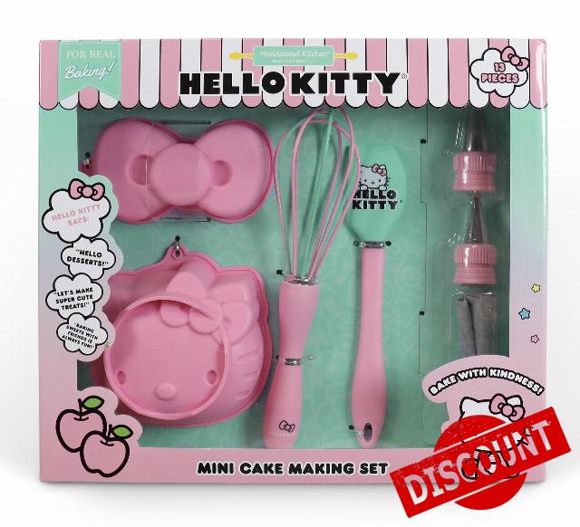 Handstand Kitchen Hello Kitty Cake Baking Set with Kitty Face and Bow Mini Cake Molds and More